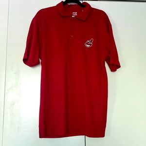 Cleveland Indians Chief Wahoo Embroidered Red Polo Men's Size M